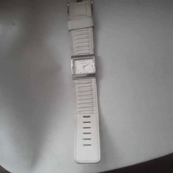 Kenneth Cole womens watch cream leather bank square face main image 4